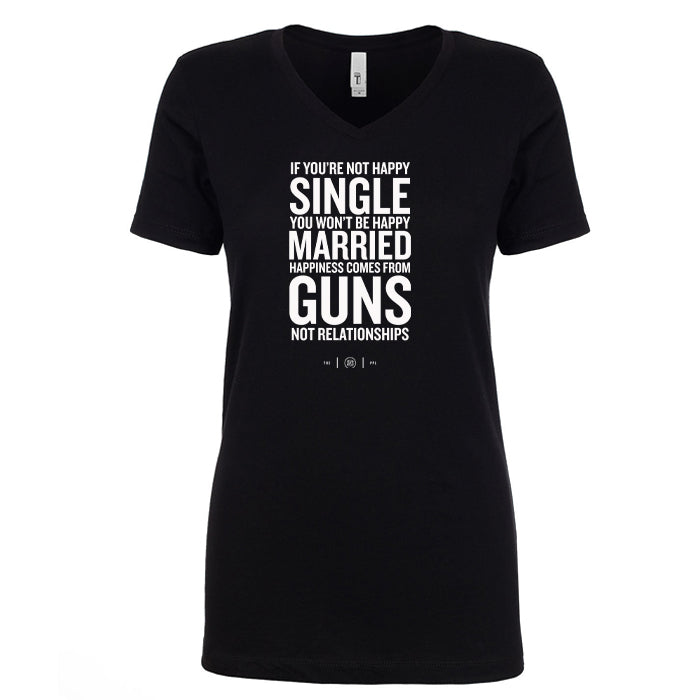 Happiness Comes From Guns Women's V Neck