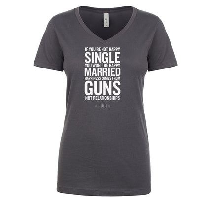 Happiness Comes From Guns Women's V Neck