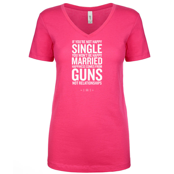 Happiness Comes From Guns Women's V Neck