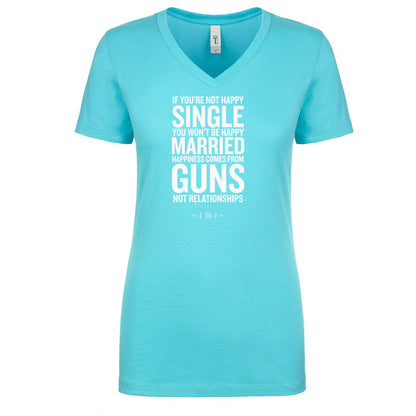 Happiness Comes From Guns Women's V Neck