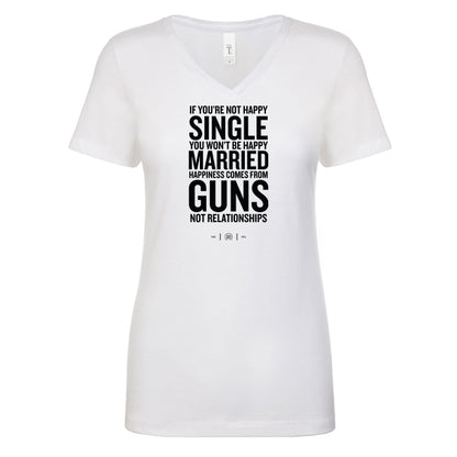 Happiness Comes From Guns Women's V Neck