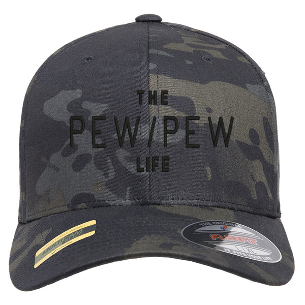 The Pew/Pew Life Tactical Black MultiCam Hat FlexFit