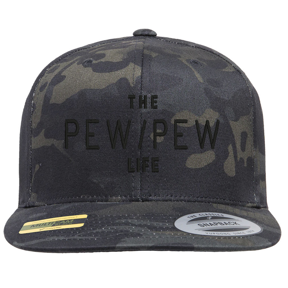 The Pew/Pew Life Tactical Black MultiCam Hat Snapback